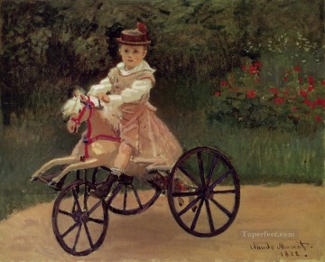 動物 Painting - 馬の三輪車に乗るジャン・モネ クロード・モネ